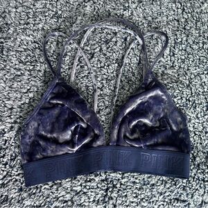 Blue velvet strappy triangle bralette